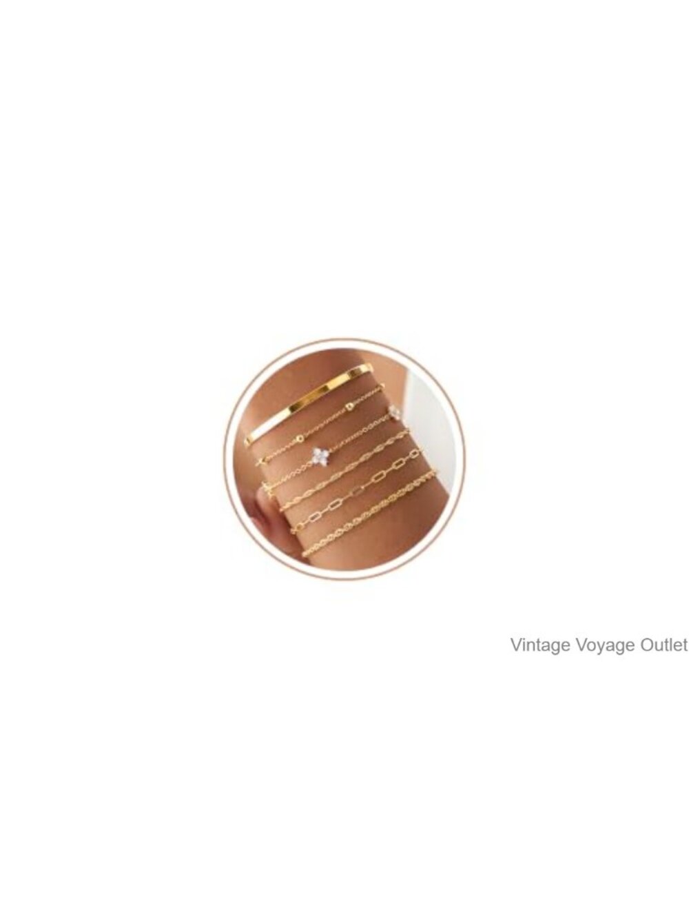 14K Gold Plated Stackable Bracelets Set 5 Piece
